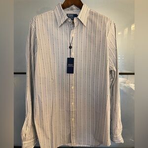 Polo by Ralph Lauren Men's White Shirt with Blue Stripes